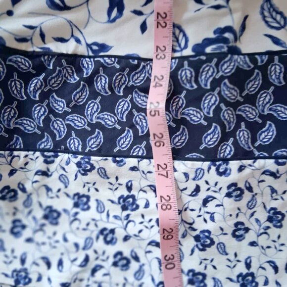 J. Jill Blue & White Floral Print Midi Dress - Short Sleeve, Soft Knit, Size XS - Picture 5 of 5